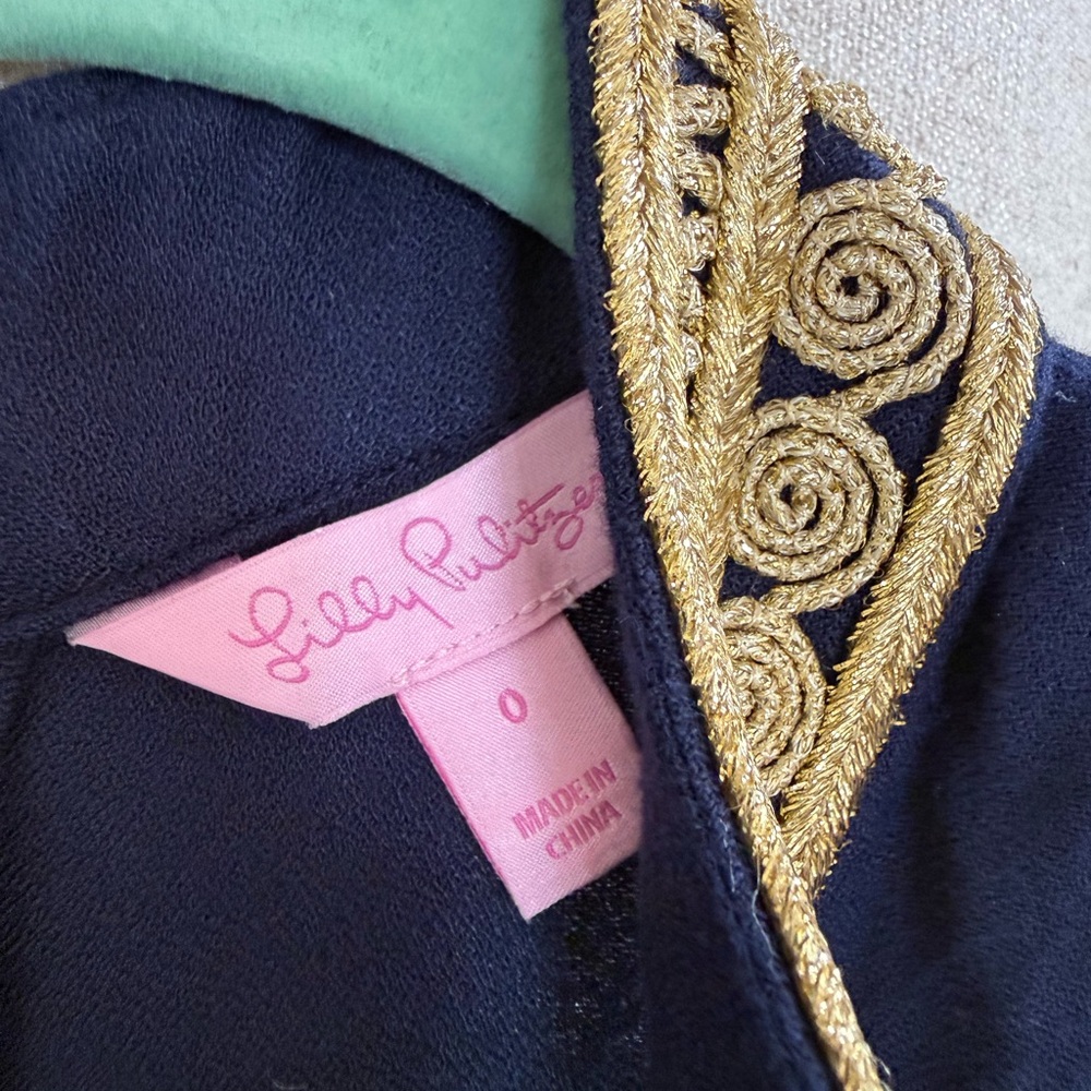 Lilly Pulitzer Navy Maxi Dress with Gold Embroidery - Picture 2 of 2